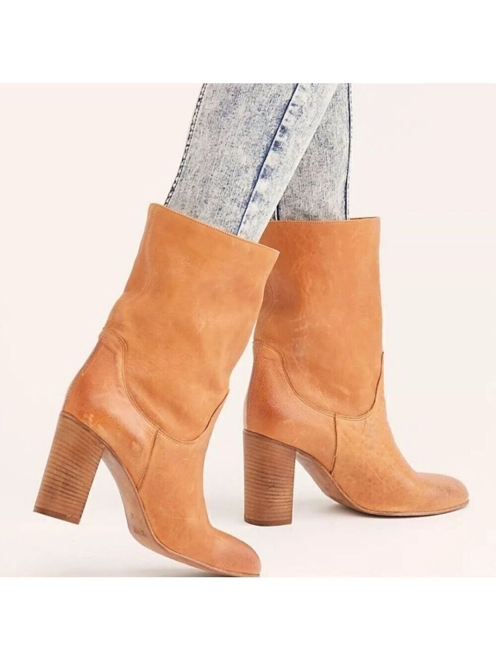 Free People Dakota Boot in Nappa New Ranch Croccantino Size 38 Brown Tan NWT